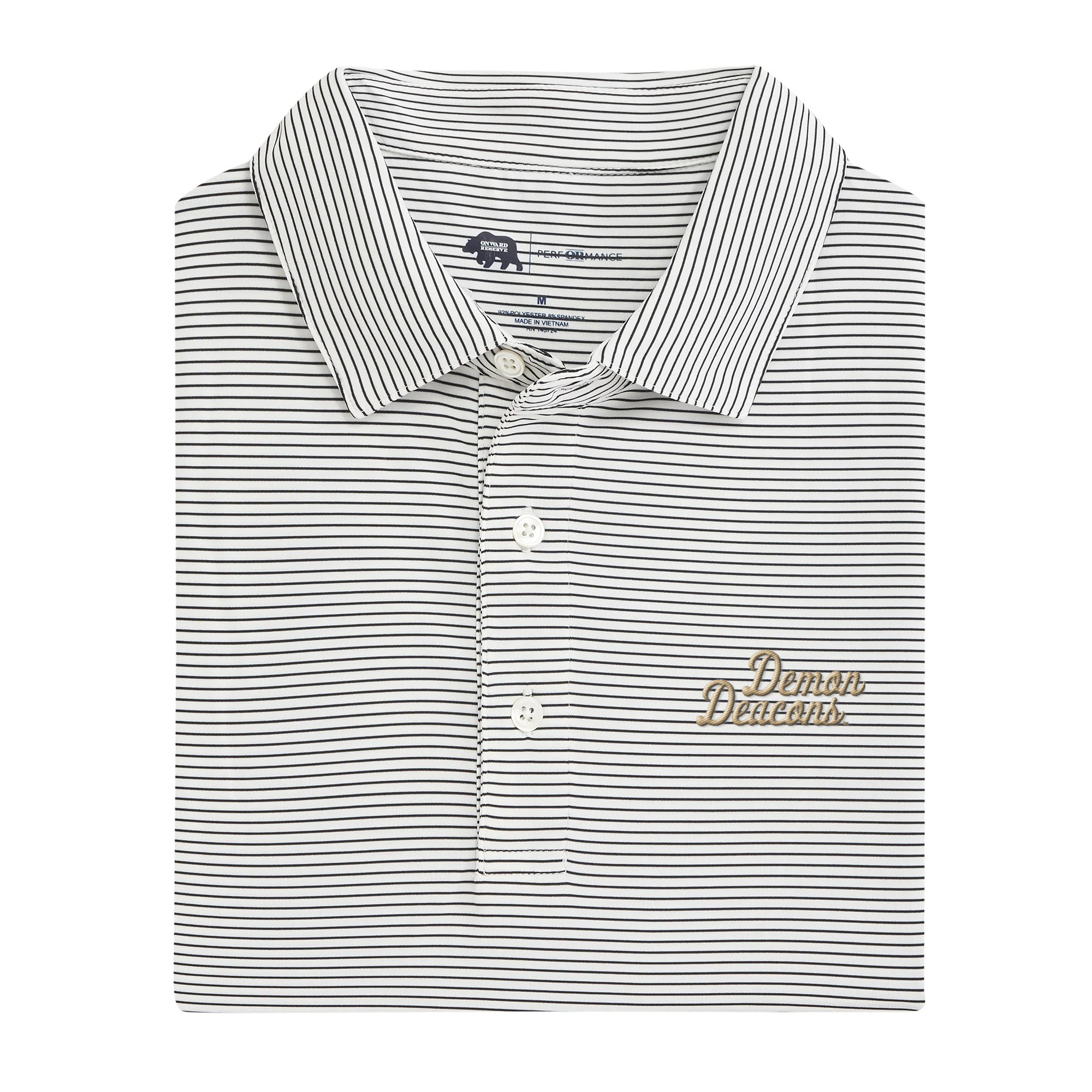 Image of Wake Forest Demon Deacons Baseball Script Birdie Stripe Performance Polo