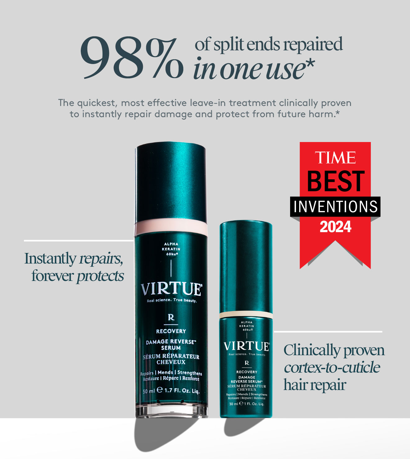 97% of split ends repaired in one use*