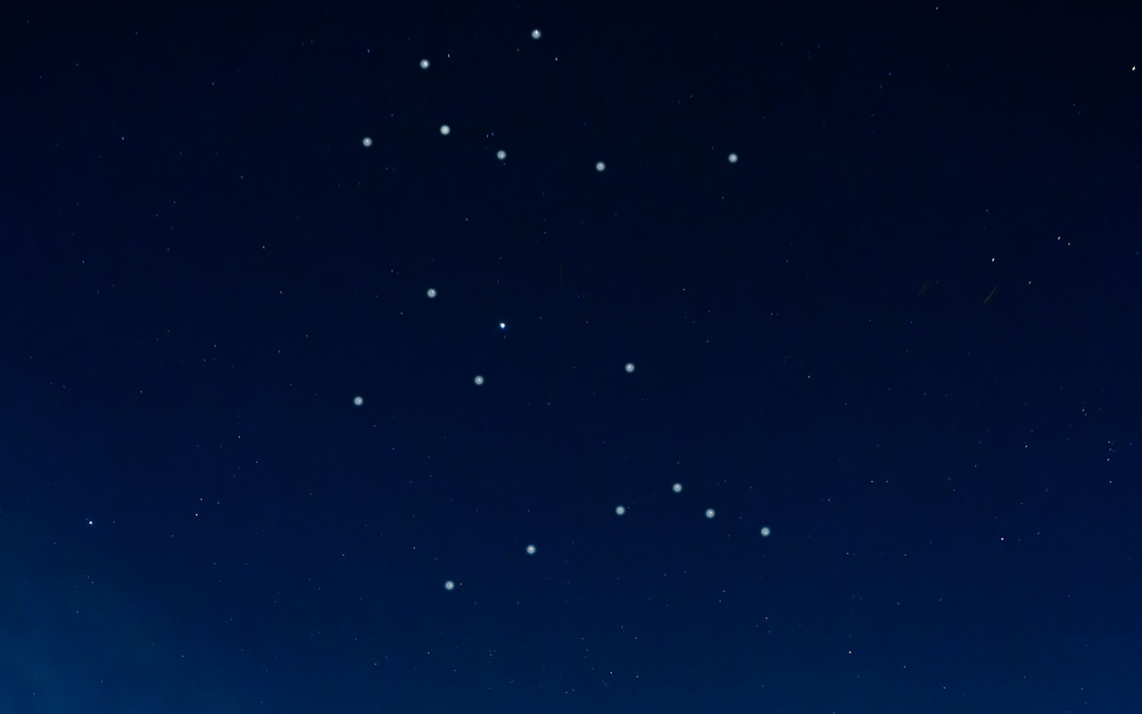 A nightsky showing the Gemini constellation