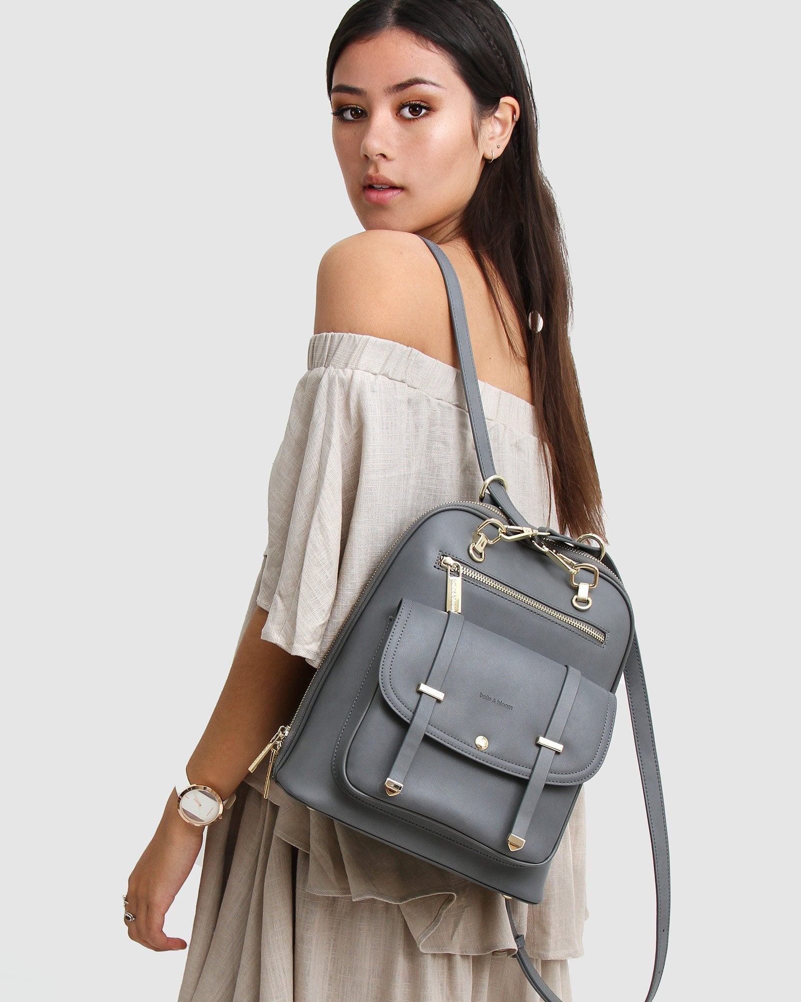 Image of 5th Ave Leather Backpack - Ash