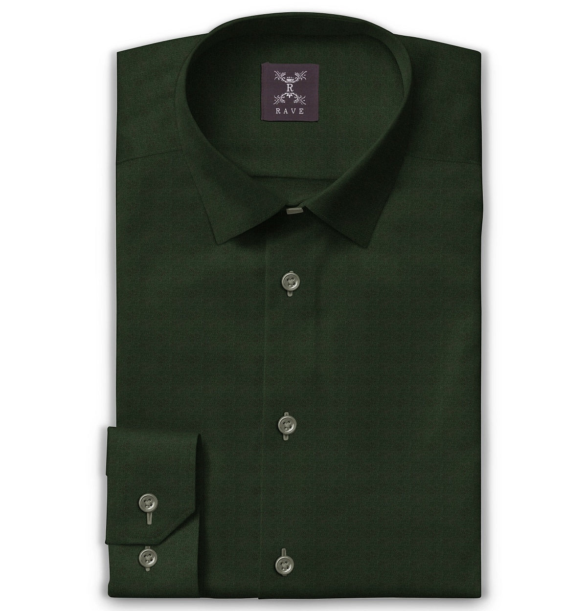 Image of Wrinkle-Resistant - Semi-Spread Collar - Long Sleeve - Forest Green