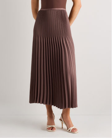 Pleated Matte Midi Skirt