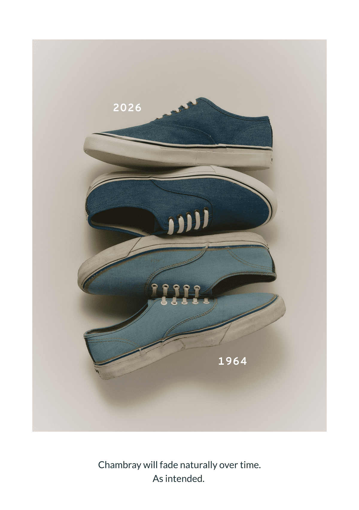 Chambray will fade naturally over time. As intended.