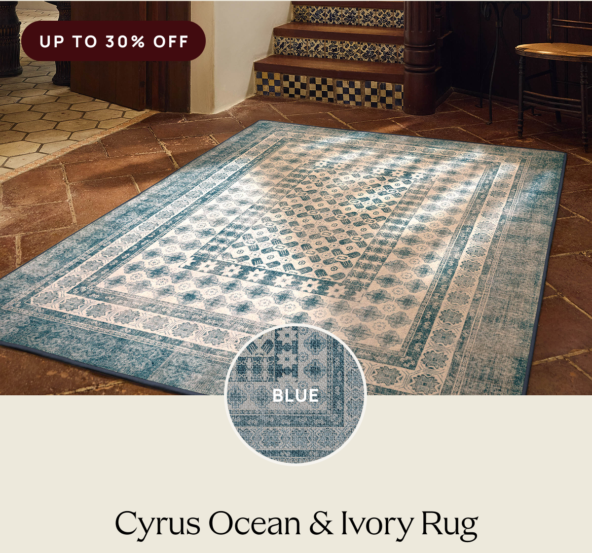Cyrus Ocean & Ivory Rug 