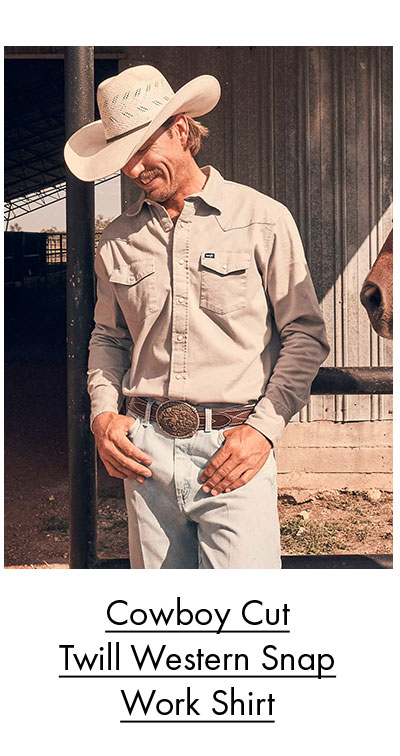 Cowboy cut twill western snap work shirt