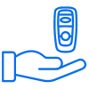Icon of a hand receiving a key fob