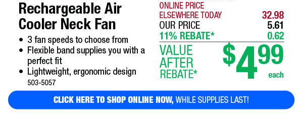 Rechargeable Air Cooler Neck Fan - Free Shipping To Store!