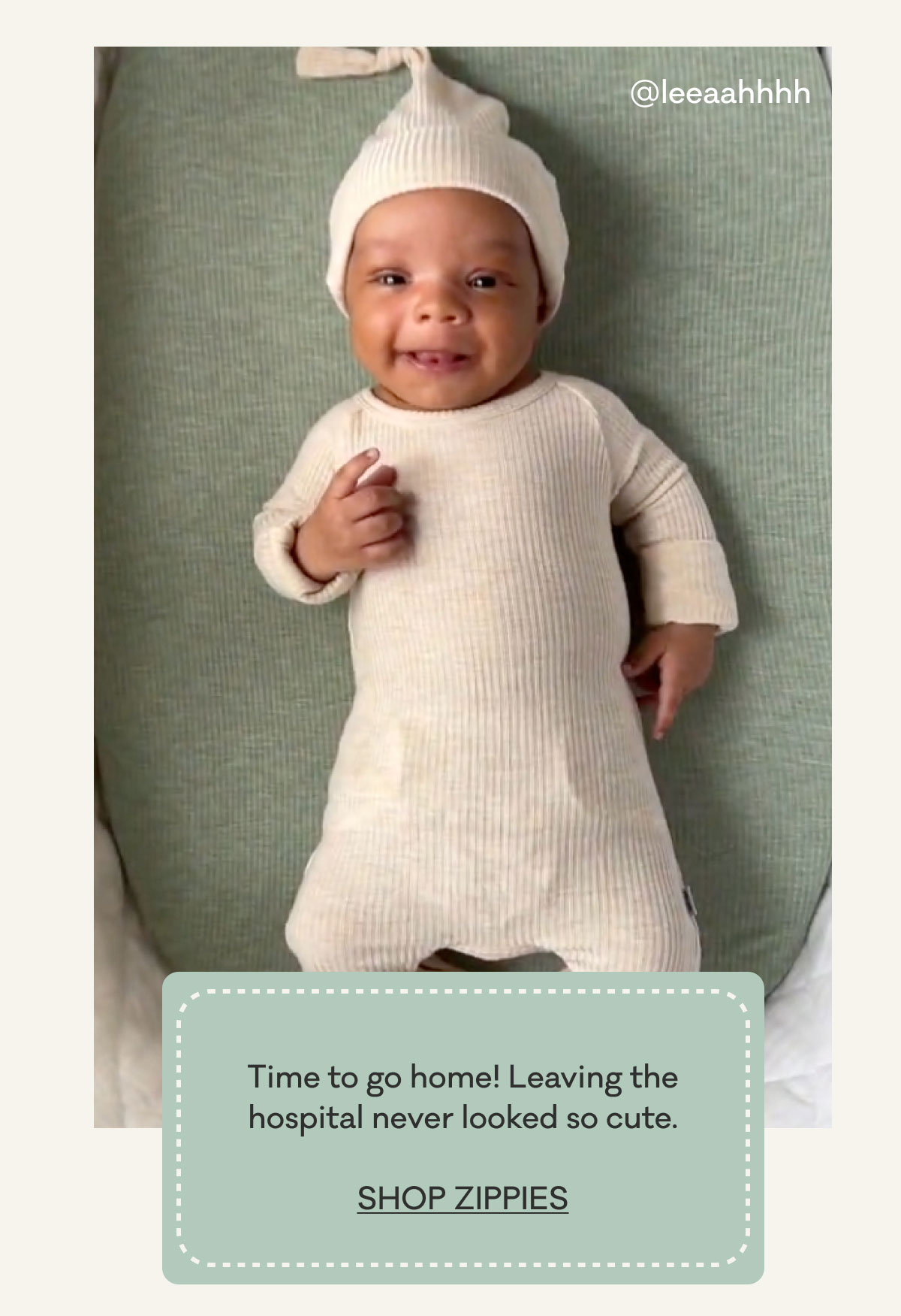 @leeaahhhh | Time to go home! Leaving the hospital never looked so cute. | SHOP ZIPPIES