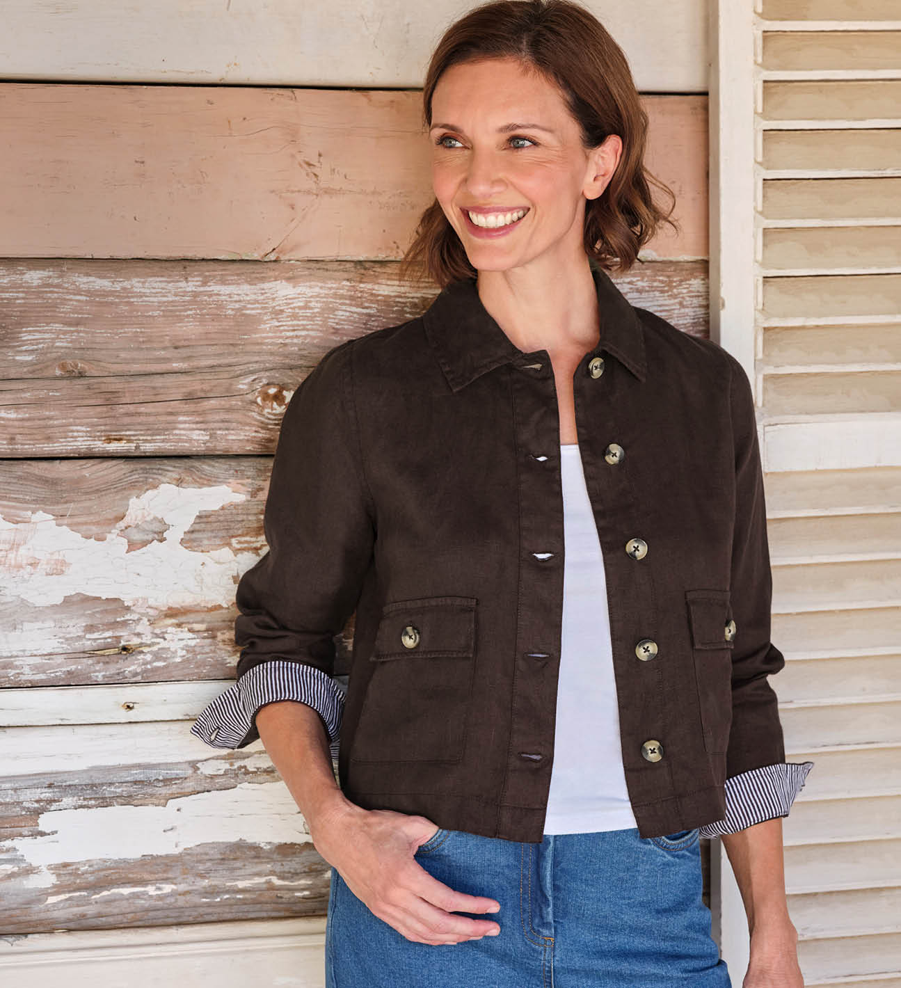 Collared Lightweight Linen Jacket