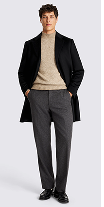 Black Wool Blend Overcoat