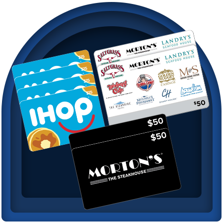 IHOP Four Restaurant $25 eGift Cards AND/OR Morton's The Steakhouse Two Restaurant $50 eGift Cards - $100 Value