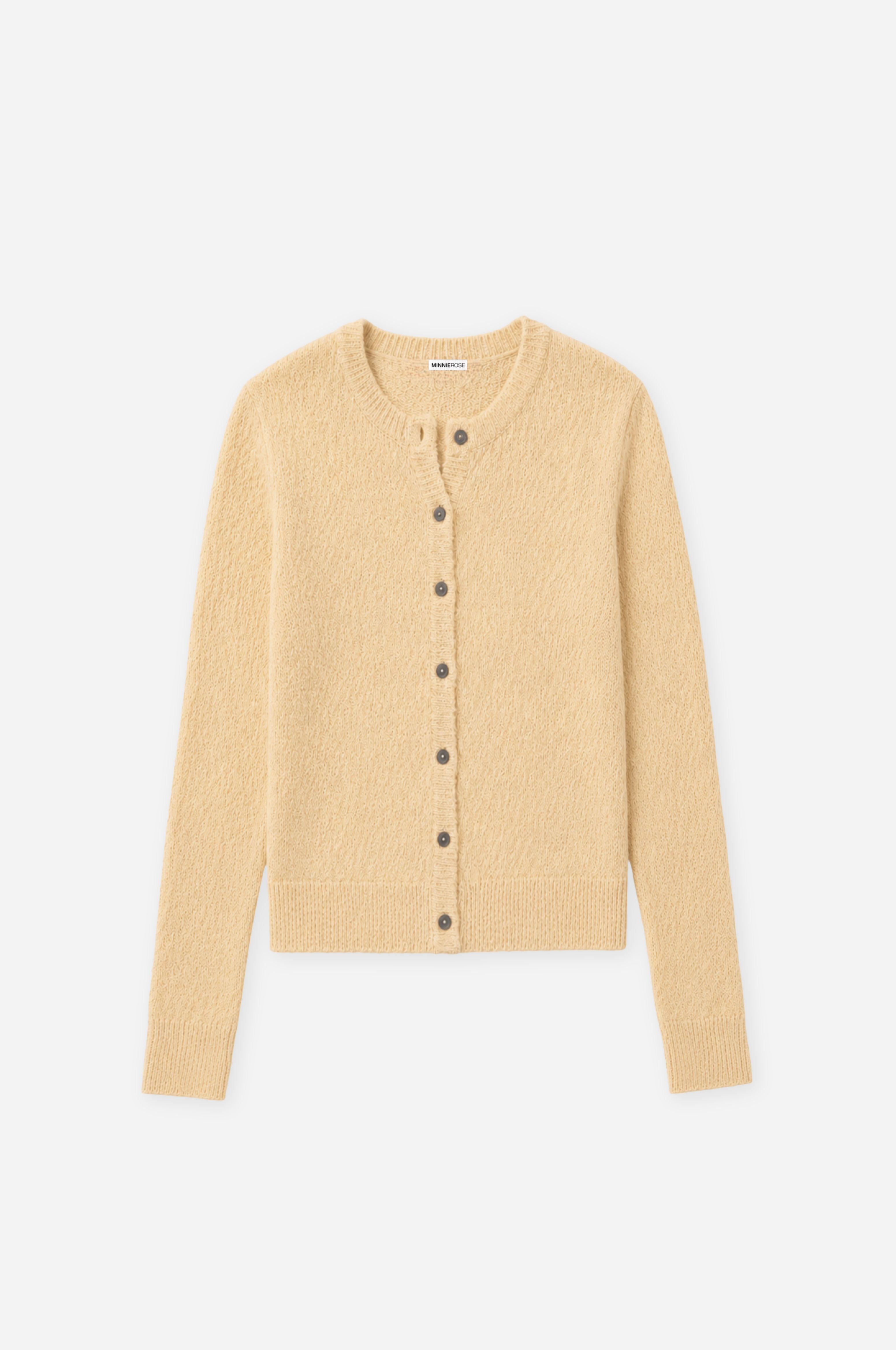 Image of Boucle Long Sleeve Crew Neck Cropped Cardigan