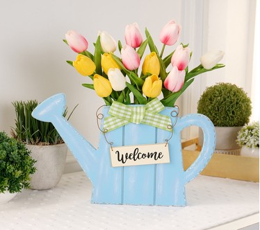 Spring Welcome Sign with Tulips by Valerie