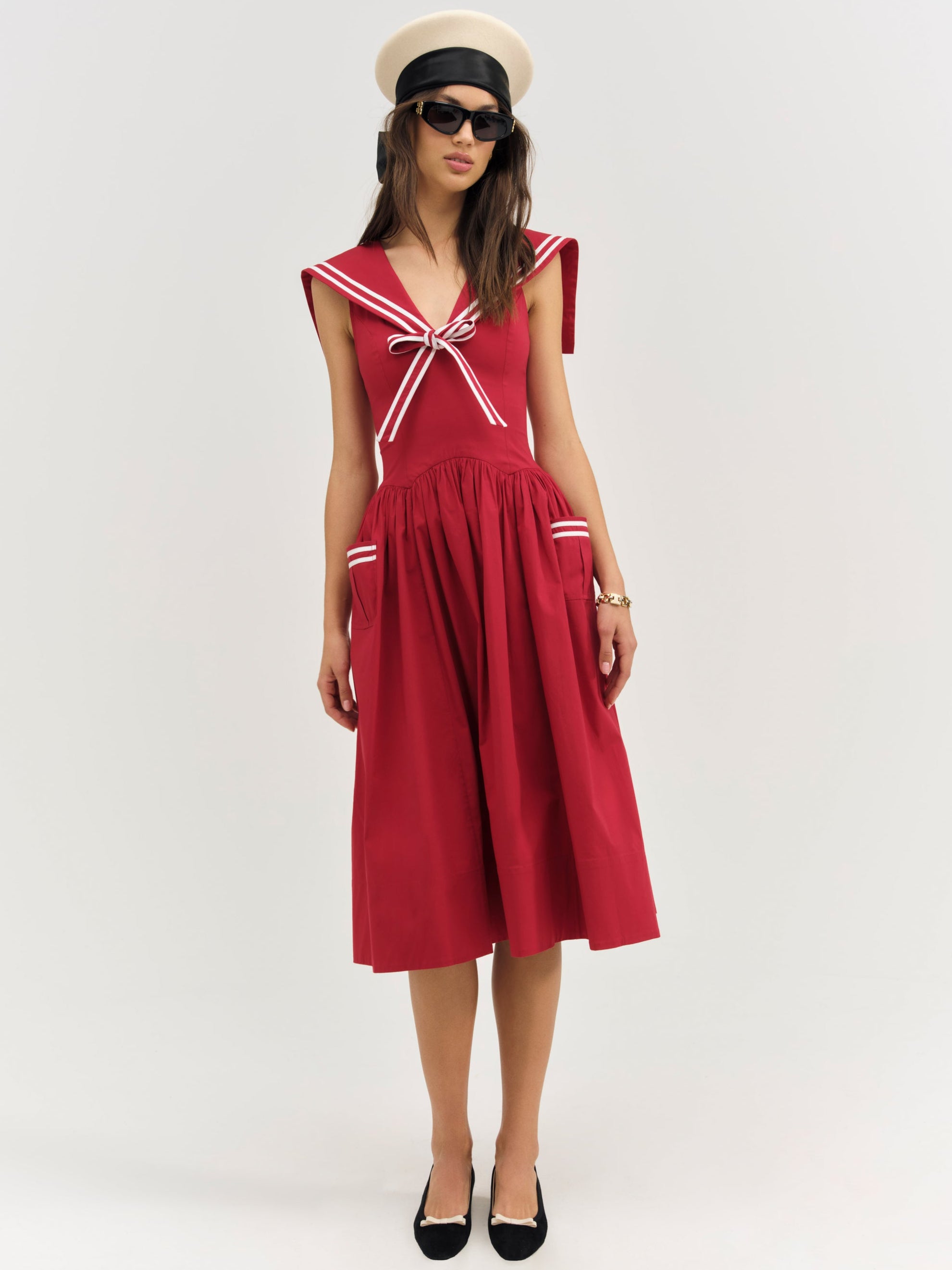 Image of Helena Poplin Collared Midi Dress