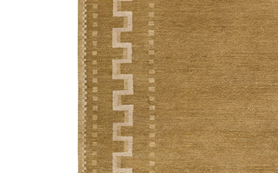 Yancy Traditional Brown Wool Bordered Patterned Hand Knotted Rug - 8'x10'