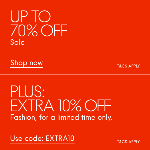 Up to 70% off sale, plus extra 10% off with code: EXTRA10 Shop now