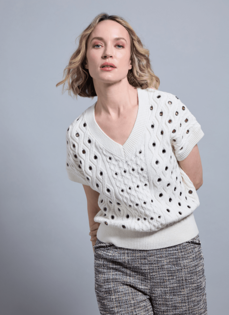 Image of Claudie Eyelet Cable Vest