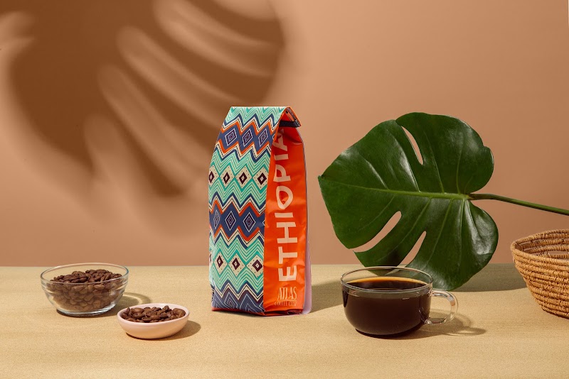 Coffee origin: Ethiopia — rolling green hills and coffee cherry trees