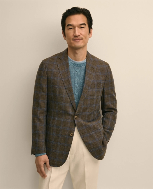 Image of Classic Fit Linen-Cotton-Wool Hopsack