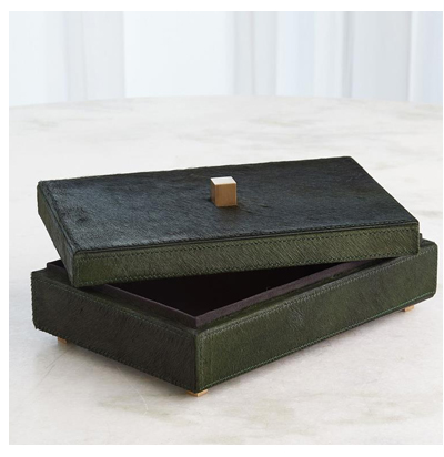 Beatrix Modern Classic Green Leather Decorative Box - Small