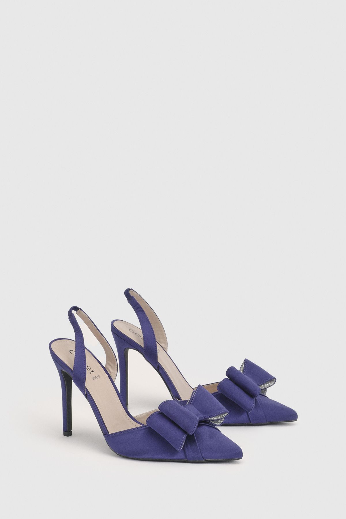 Wide Fit Tamara Satin Bow Sling Back Stiletto Court Shoes