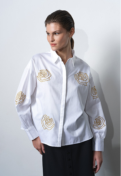 Alexis Cotton Floral Embellished Shirt