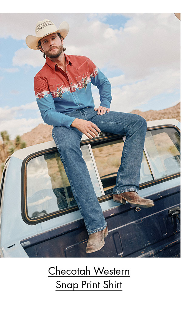 Checotah western snap print shirt