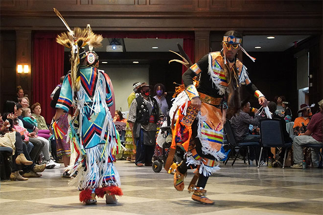 This year’s powwow took place in the Hall of Flags and was co-hosted by the Albert M. Greenfield Intercultural Center. (Image: Kia Lor)