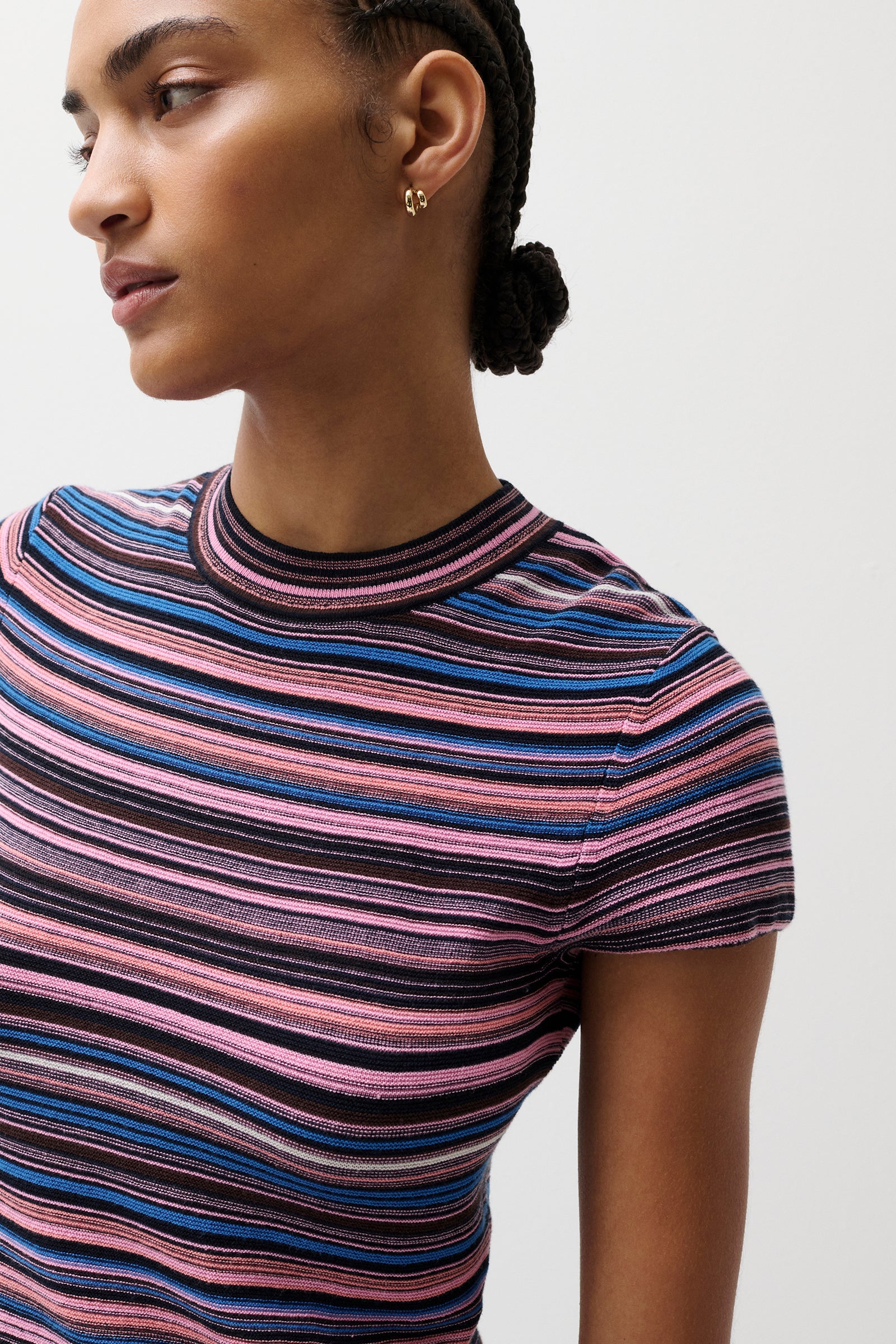 Image of Selene Sweater Tee - Egyptian Blue Stripe