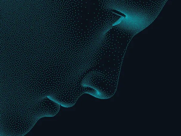 Illustration of face that represents AI consciousness.