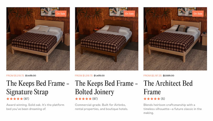 Keeps Bed Frame Collections with Savings for Presidents Day