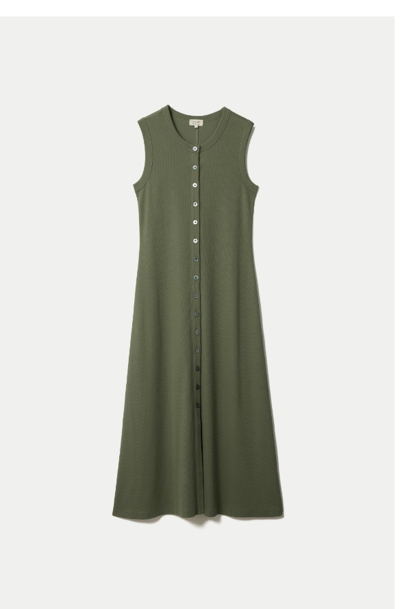 Cotton Rib Button Tank Dress