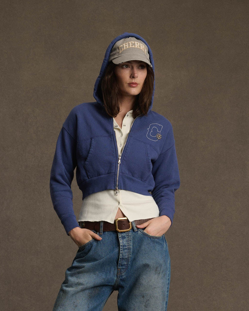 Image of Women's Western Zip Hoodie (Sun Faded Blue)