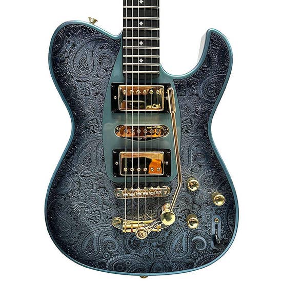 Dean Zelinski Dellatera ATW Deluxe Paisley Electric Guitar - Gunhill Blue Burst with Case