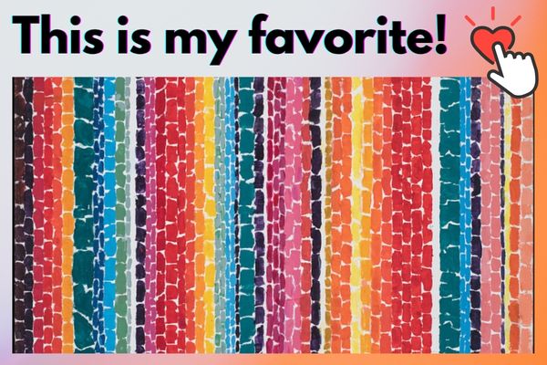 Abstract painting with vibrant colors in vertical lines