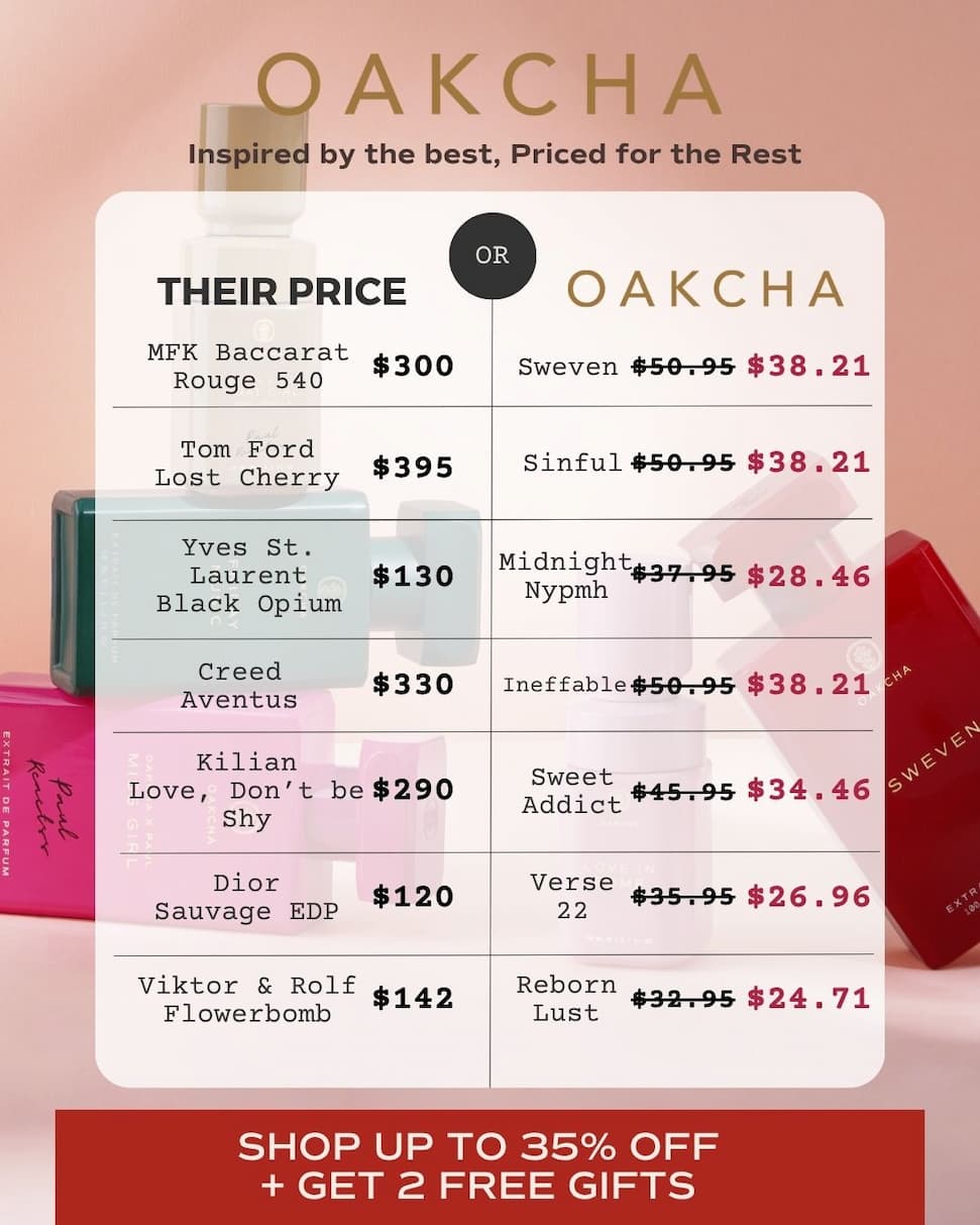 Oakcha. Inspired by the best, Priced for the Rest. Shop up to 35% Off Now and get 2 Free Gifts!