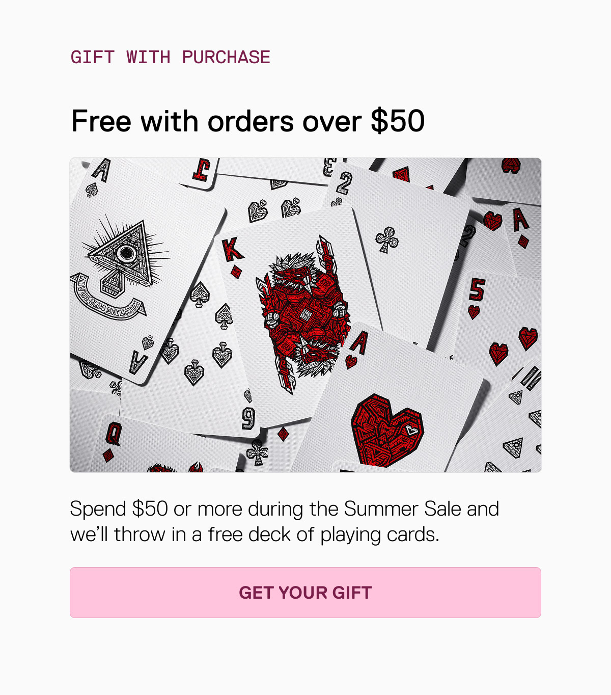 Gift with purchase over $50