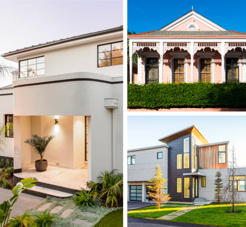 A collage of three different architectural house styles.
