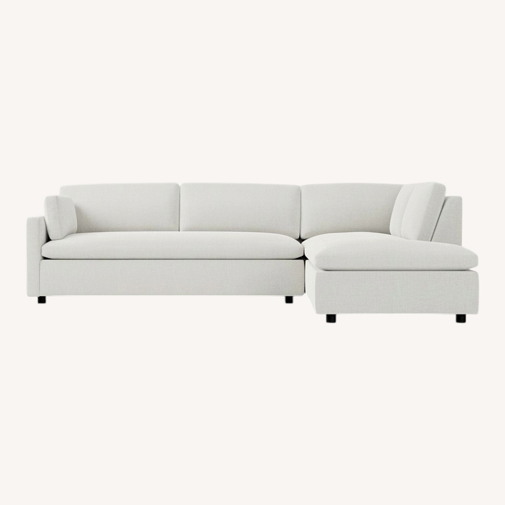Image of West Elm Light Gray Velvet 2 Piece Sectional