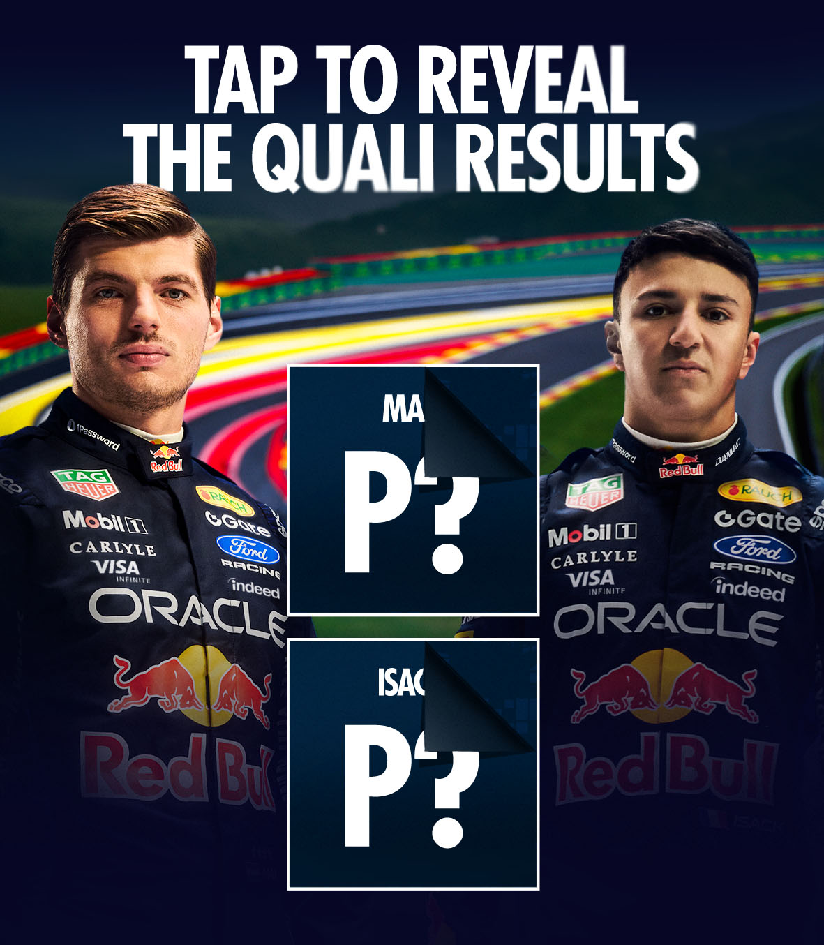 Tap To Reveal The Quali Results