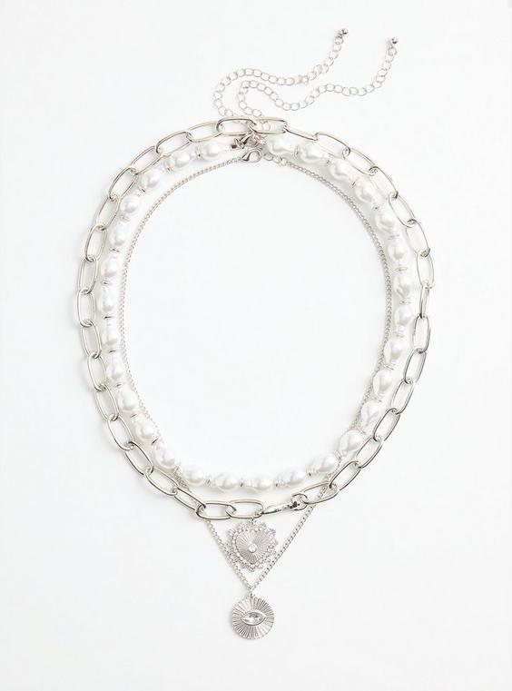 Pearl Disc Layered Necklace