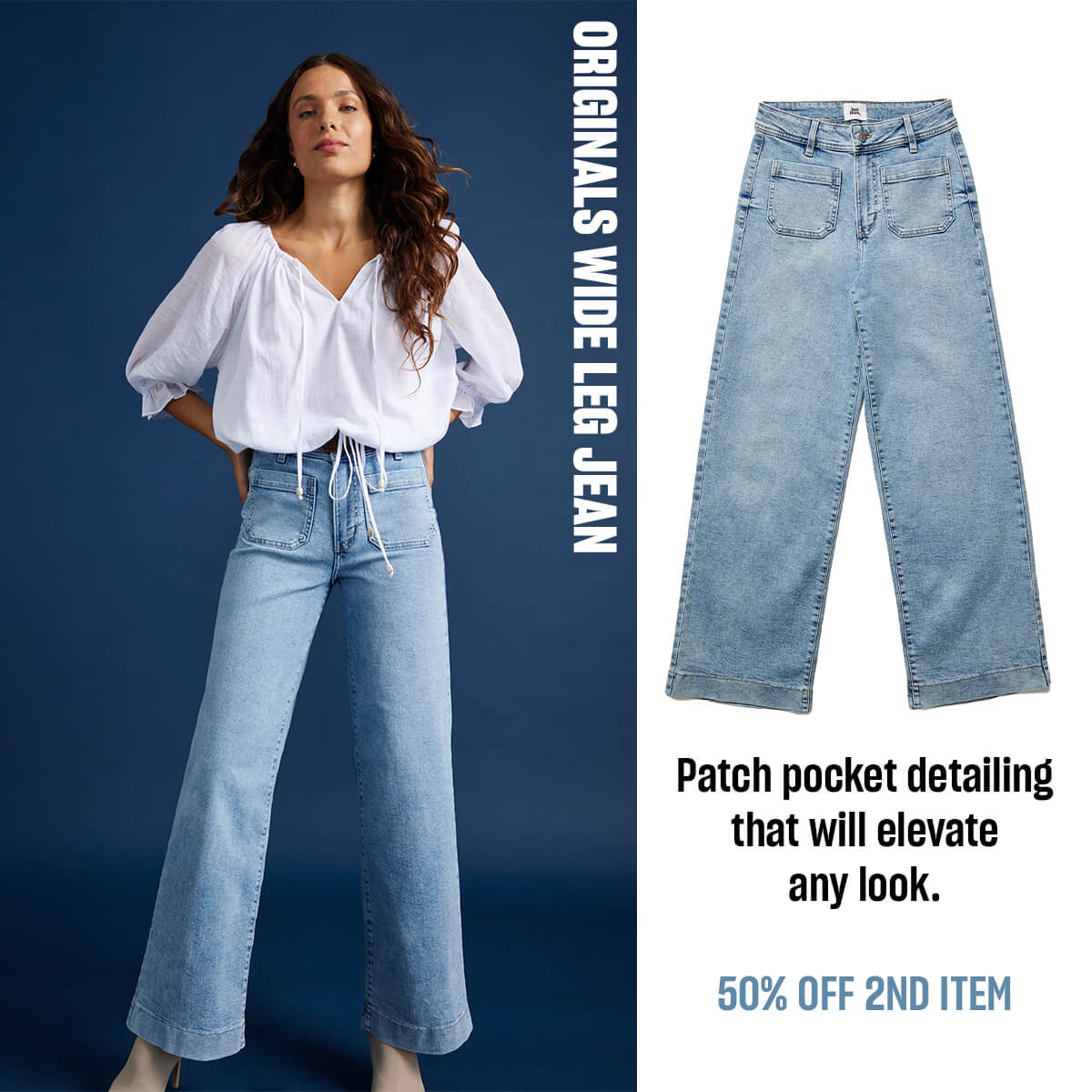 Patch pocket detailing that will elevate any look.  50% OFF 2ND ITEM