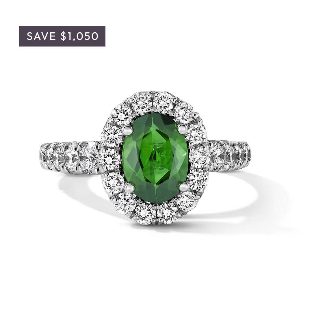 Oval tourmaline engagement ring