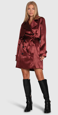 Will You Stay Trench Dress - Burgundy