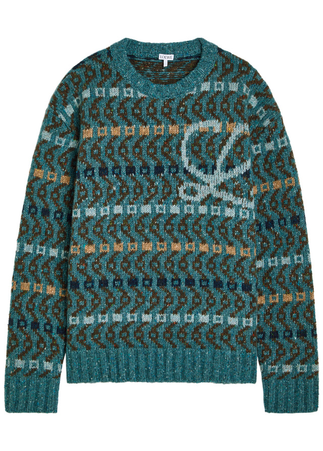 LOEWE Logo patterned wool-blend jumper