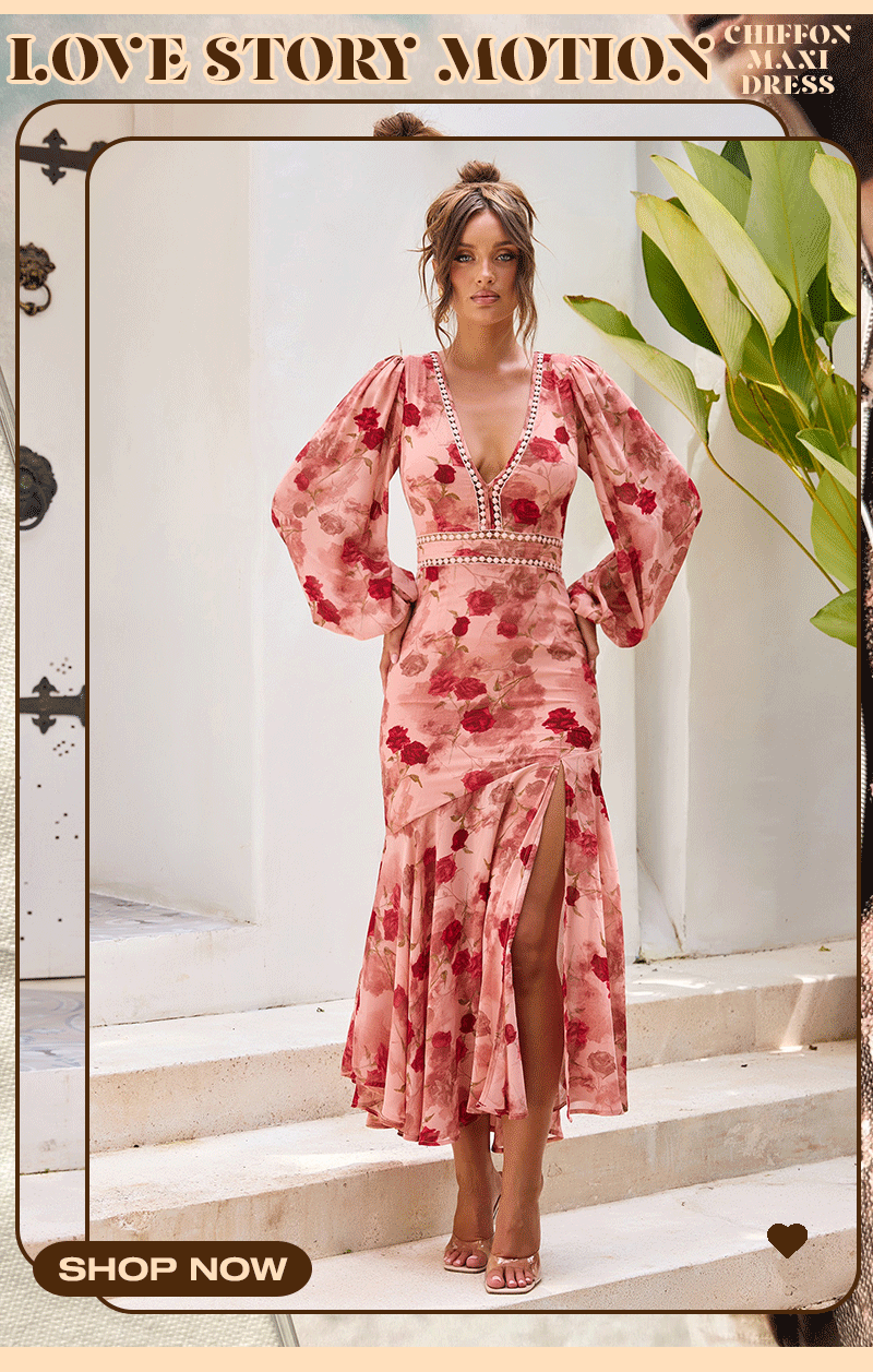 Love Story Motion Chiffon Maxi Dress