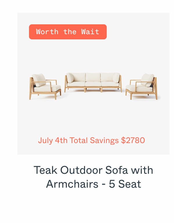 Teak Outdoor Sofa with Armchairs - 5 Seat