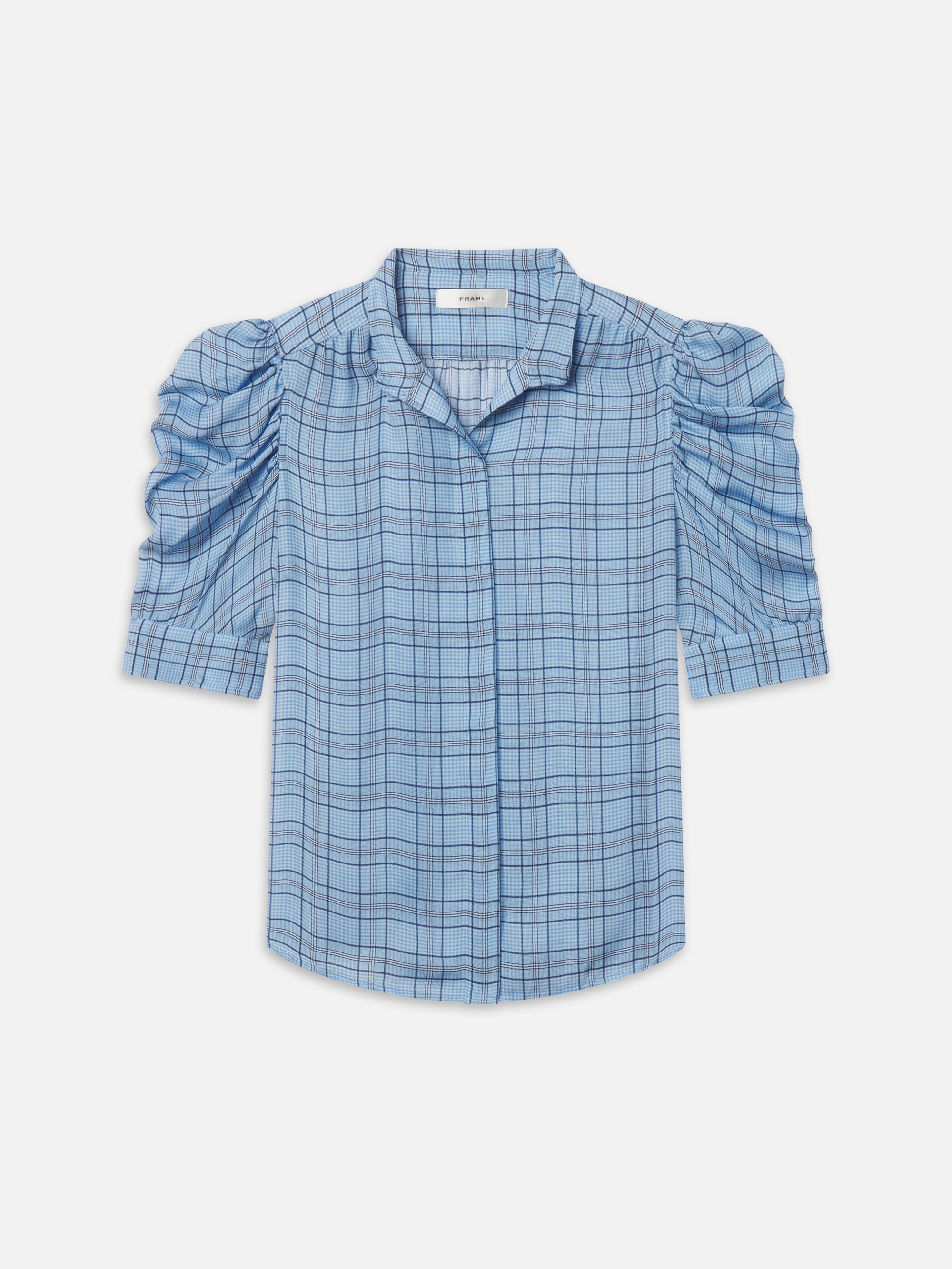 THE PLAID GILLIAN TOP IN SKY BLUE MULTI