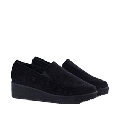Velvet platform sneakers in black