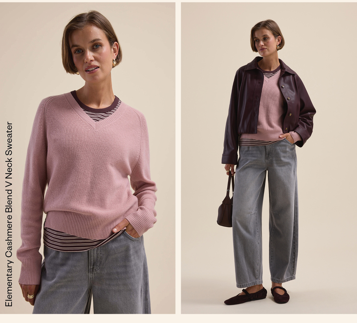 Elementary Cashmere Blend V Neck Sweater